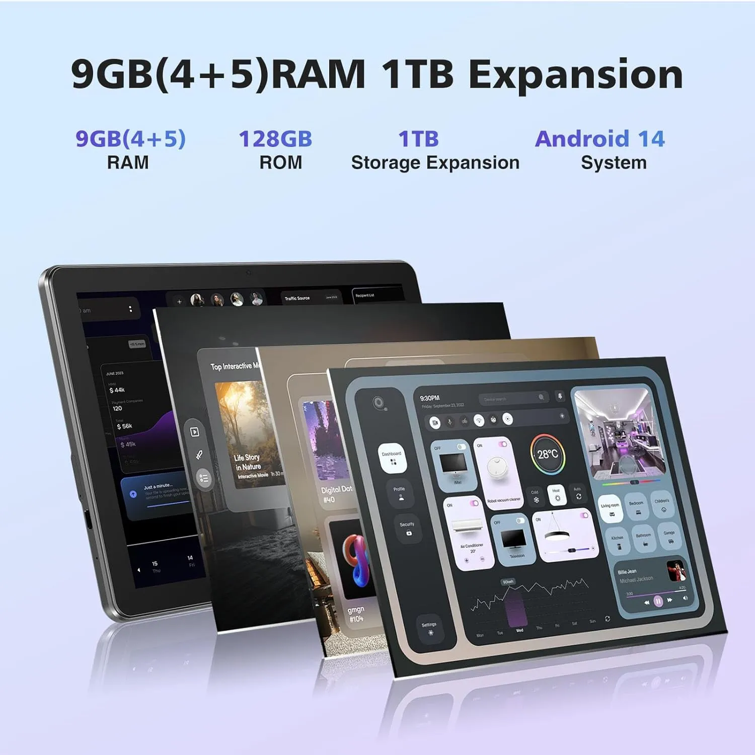 DOOGEE T10W Tablet with Keyboard,4G LTE Tablet,8000mAh Battery,128GB/1TB TF,Quad Core,Dual Camera,2.4G/5G WiFi,Keyboard and Mouse-Blue