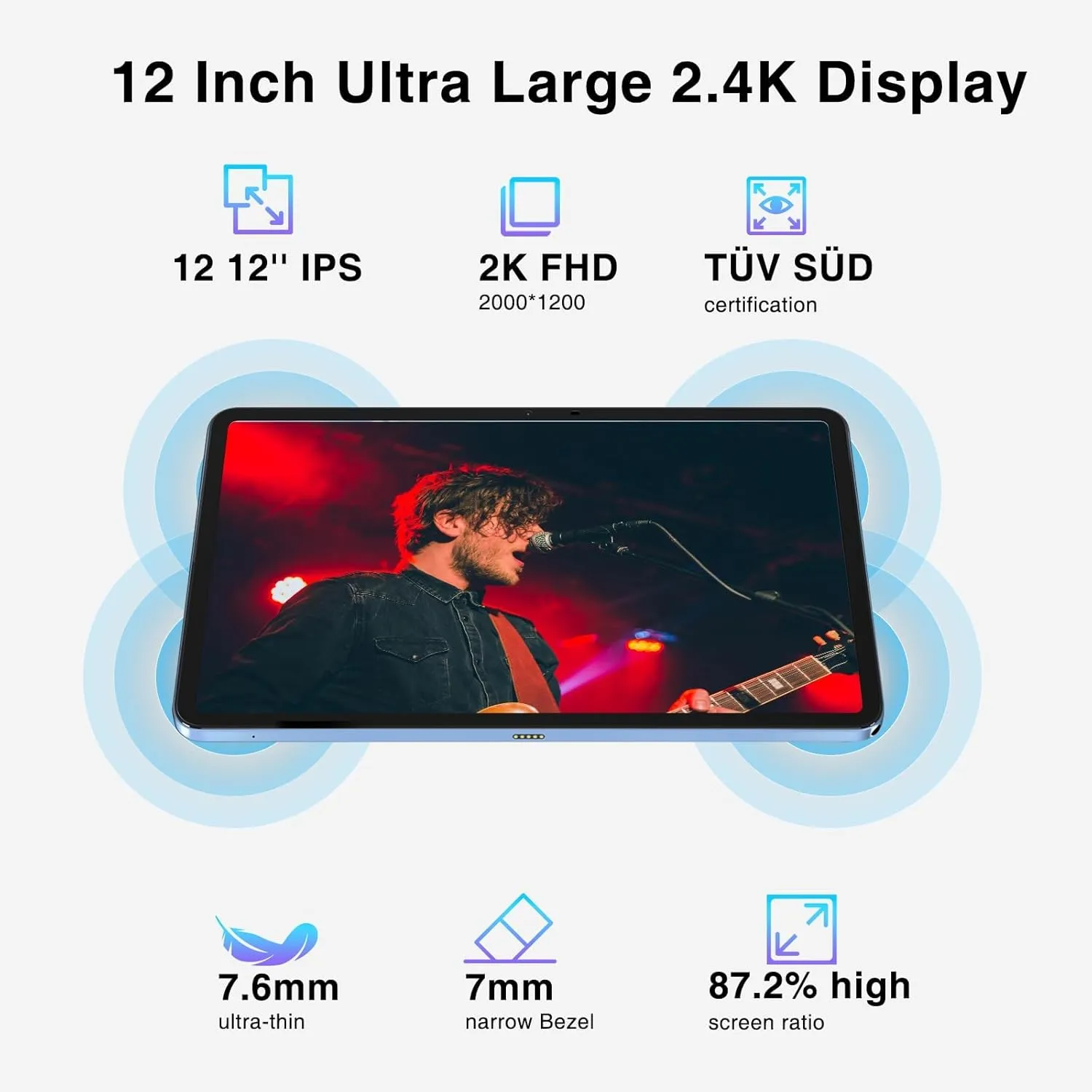 DOOGEE T20 Ultra Tablet 12 Inch, 10800mAh, 32GB 256GB ROM/2TB TF, Helio G99 Octa-Core Android Gaming Tablets 2.4K, 16MP Camera, 4 Hi-Res Speakers, 5G WiFi/GMS/GPS Blue