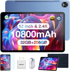 DOOGEE T20 Ultra Tablet 12 Inch, 10800mAh, 32GB 256GB ROM/2TB TF, Helio G99 Octa-Core Android Gaming Tablets 2.4K, 16MP Camera, 4 Hi-Res Speakers, 5G WiFi/GMS/GPS Blue
