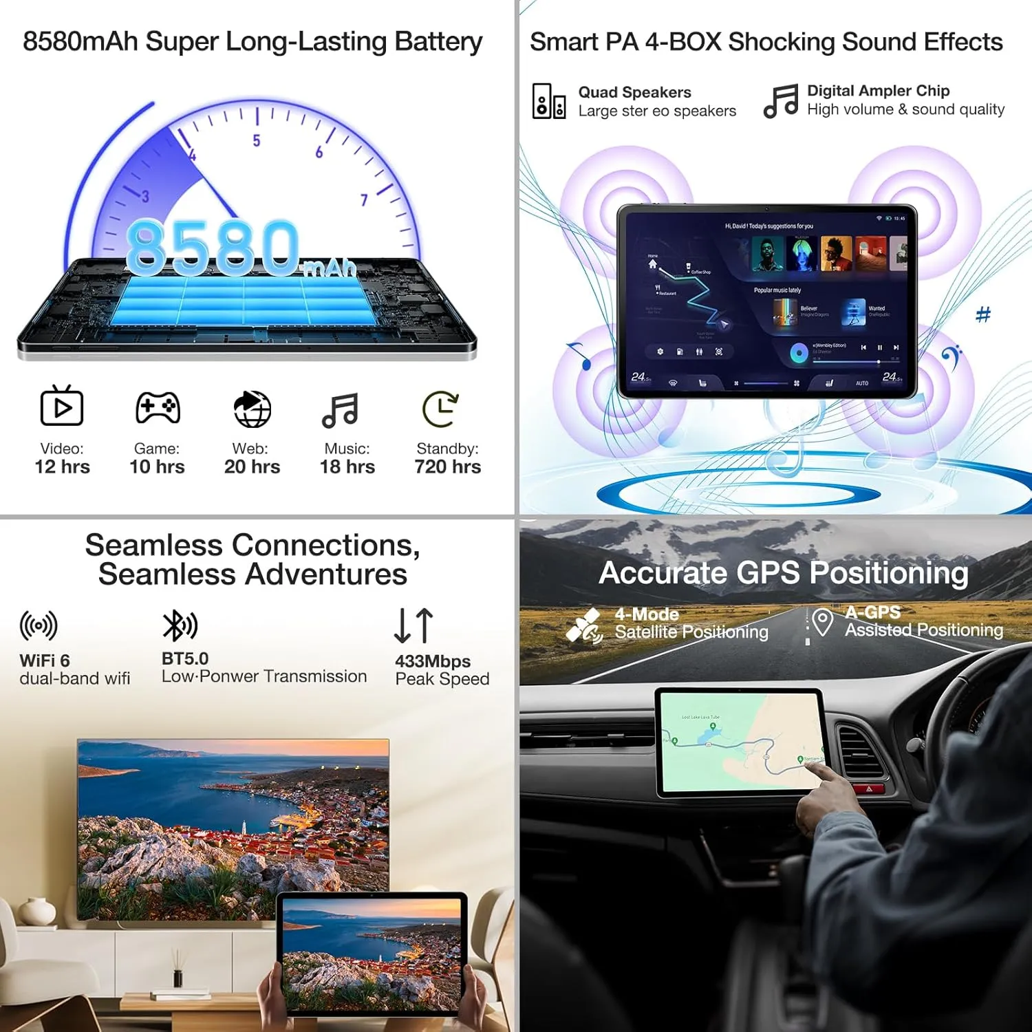 DOOGEE T30S 11 Inch Tablet, 2.4K Android 14 Tablet with 16GB RAM 256GB ROM, Octa-Core Android Tablet with 8580mAh Large Battery, 13MP 8MP, BT5.0, 5G WiFi, 4G Cellular Tablets