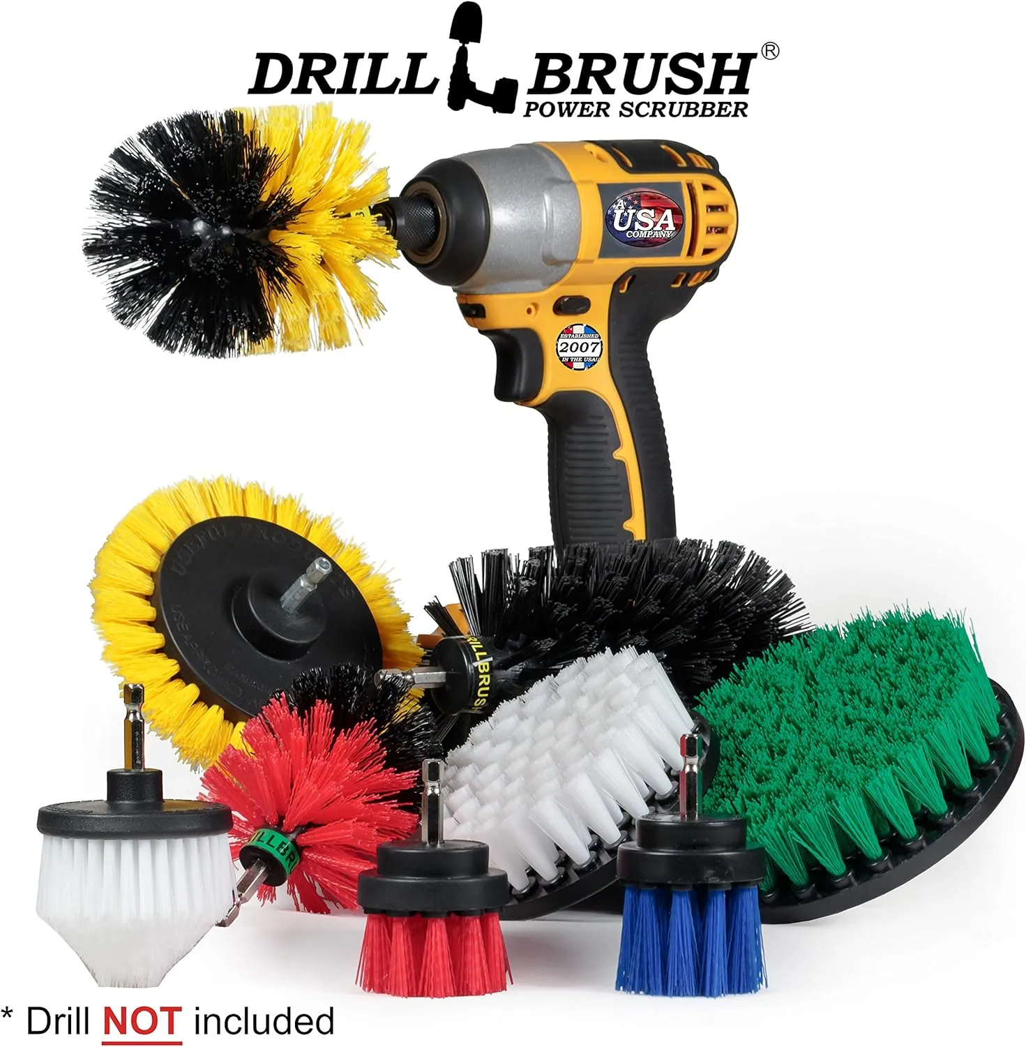 Drill Brush Power Scrubber by Useful Products - Carpet Cleaner - Car Cleaning Brush Kit - Grill Brush - Oven Cleaner - Shower Cleaner - Household Cleaning Tools - Drill Brush Set - Grill Scrub Brush
