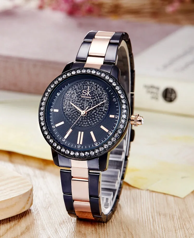 Drill steel belt ladies watch