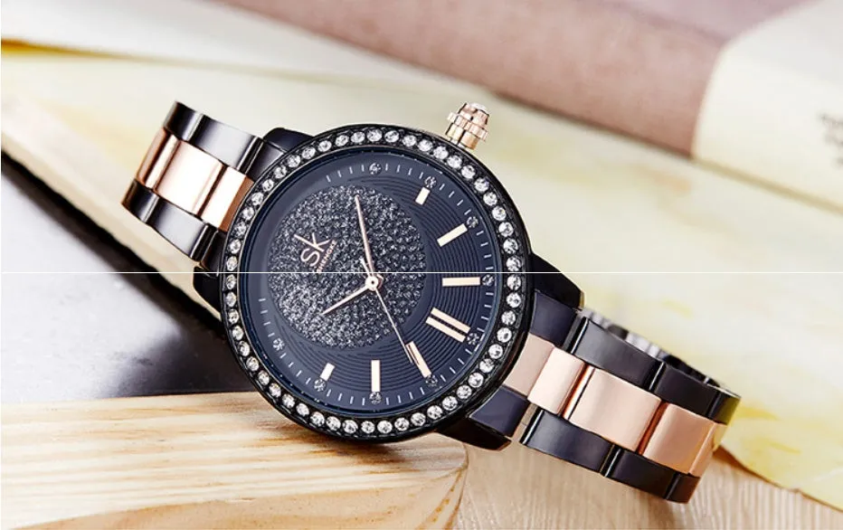 Drill steel belt ladies watch