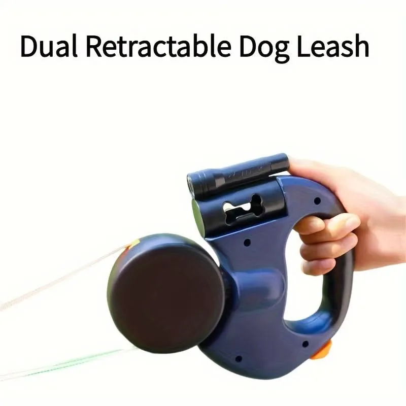 Dual-Ended Retractable Dog Leash for Two