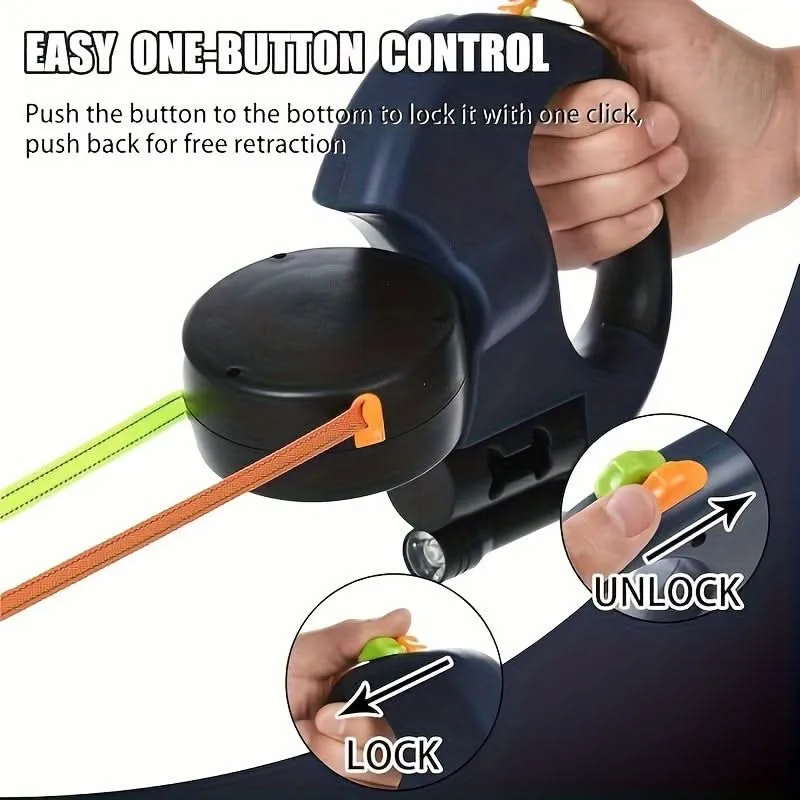 Dual-Ended Retractable Dog Leash for Two