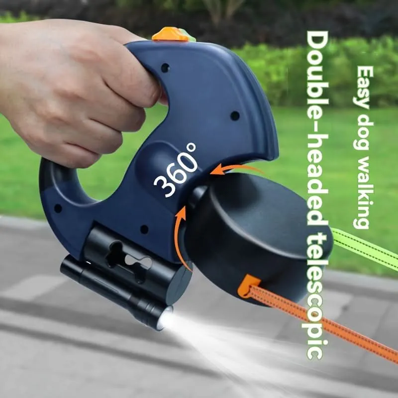 Dual-Ended Retractable Dog Leash for Two