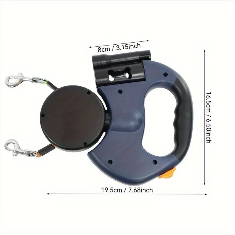 Dual-Ended Retractable Dog Leash for Two
