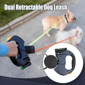 Dual-Ended Retractable Dog Leash for Two