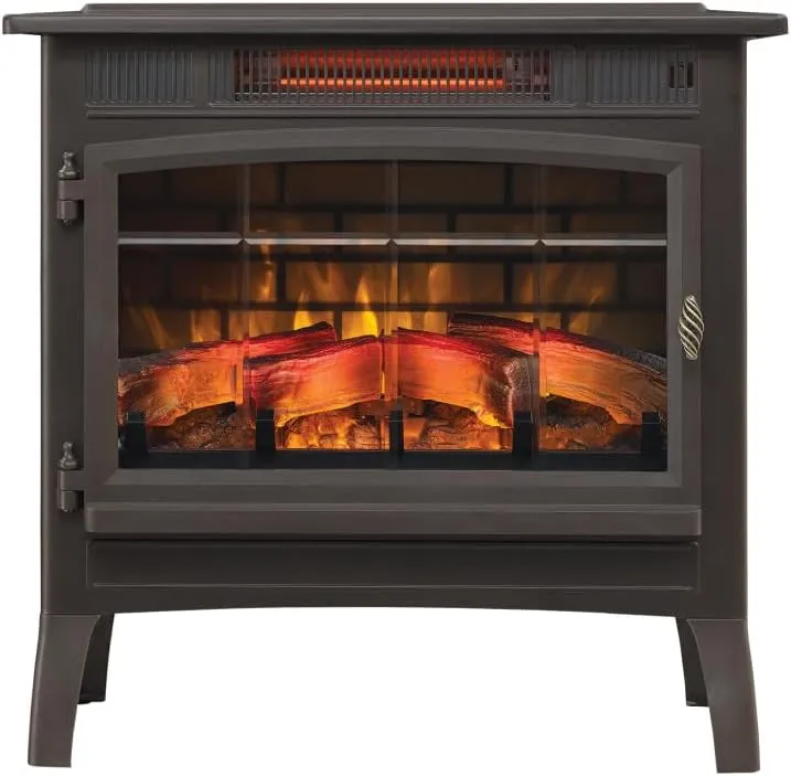 duraflame Freestanding Electric Fireplace Stove Heater with 3D Flame Effect for 1,000 Sq. Ft, Bronze
