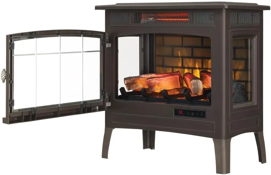 duraflame Freestanding Electric Fireplace Stove Heater with 3D Flame Effect for 1,000 Sq. Ft, Bronze