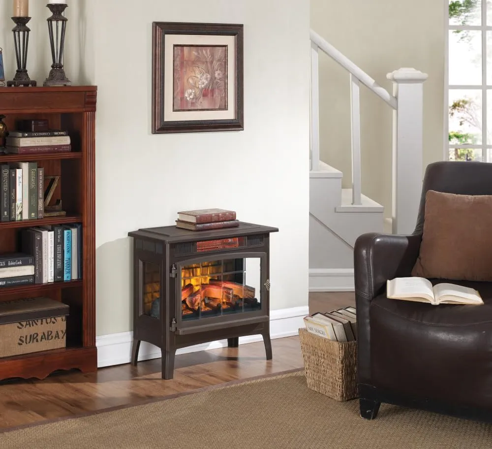 duraflame Freestanding Electric Fireplace Stove Heater with 3D Flame Effect for 1,000 Sq. Ft, Bronze