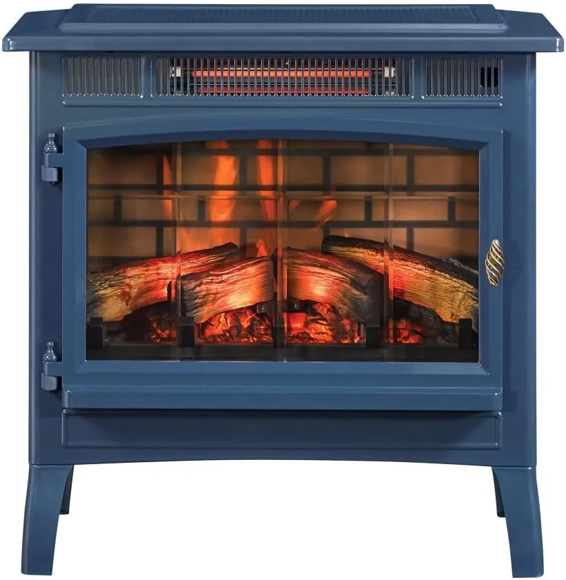 duraflame Freestanding Electric Fireplace Stove Heater with 3D Flame Effect for 1,000 Sq. Ft. Room, Navy