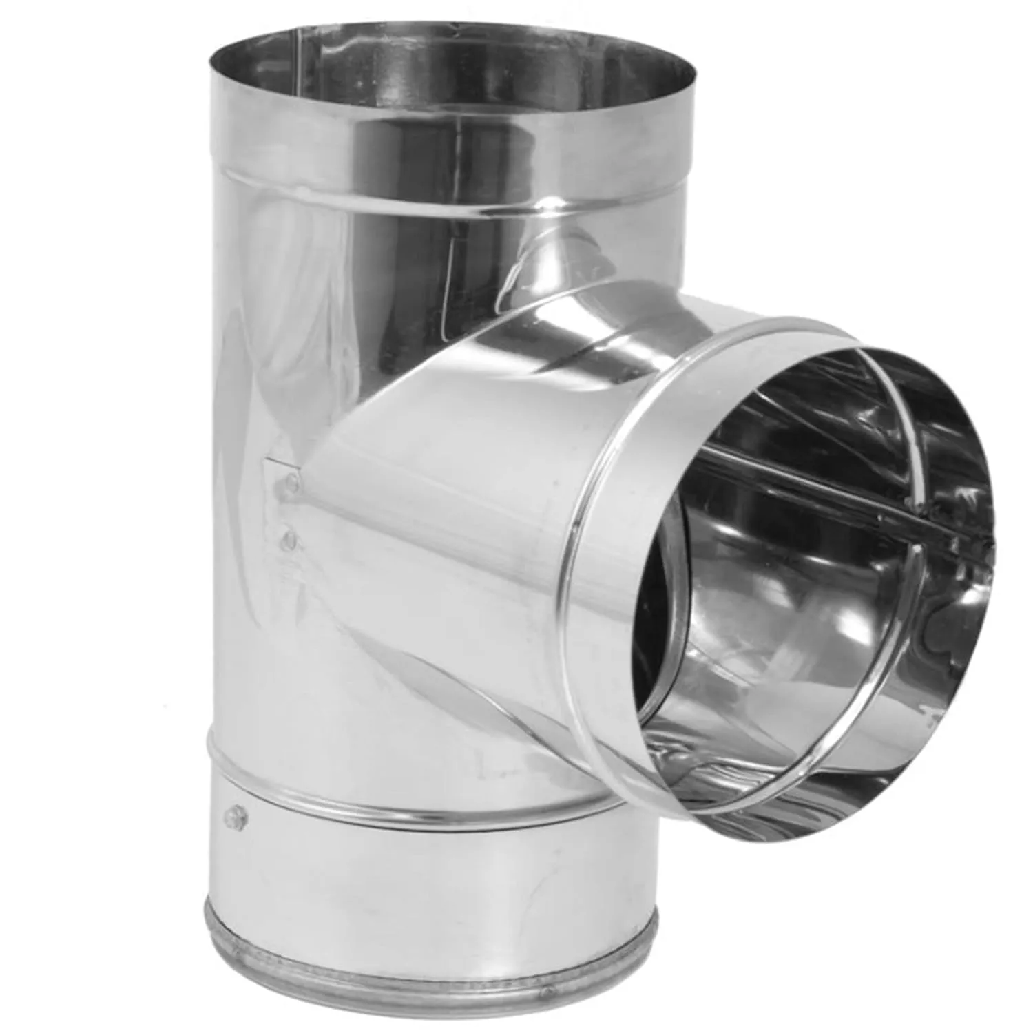 DuraVent DuraBlack 430 Stainless Steel, Durable and Easy Installation Single Wall Wood Burning Stove Pipe Connector Tee, Silver
