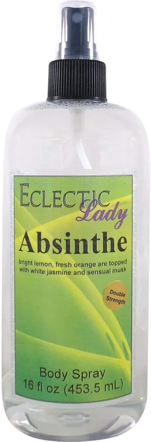 Eclectic Lady Absinthe Body Spray, Double Strength, 16 ounces, Body Mist for Women with Clean, Light & Gentle Fragrance, Cologne with Soft, Subtle Aroma For Daily Use