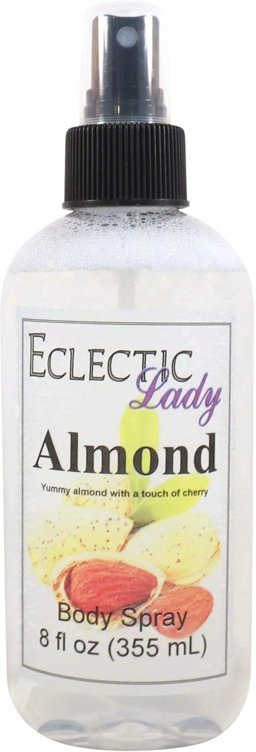 Eclectic Lady Almond Body Spray, 8 ounces, Body Mist for Women with Clean, Light & Gentle Fragrance, Cologne with Soft, Subtle Aroma For Daily Use