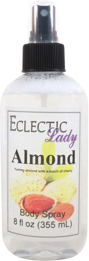 Eclectic Lady Almond Body Spray, 8 ounces, Body Mist for Women with Clean, Light & Gentle Fragrance, Cologne with Soft, Subtle Aroma For Daily Use