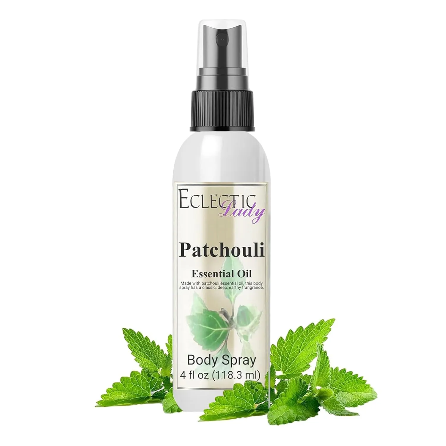 Eclectic Lady Body Spray Women, 4 Oz, Double Strength Patchouli Body Mist with Long-Lasting Fragrance, Earthy & Clean Scent Reminiscent of the 1960s & 70s, Light, Subtle Perfume with Wood Notes,