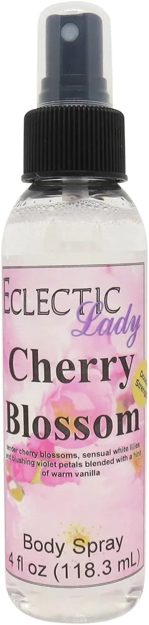 Eclectic Lady Cherry Blossom Body Spray, Double Strength, 4 ounces, Body Mist for Women with Clean, Light & Gentle Fragrance, Cologne with Soft, Subtle Aroma For Daily Use