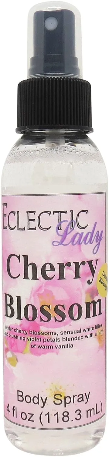 Eclectic Lady Cherry Blossom Body Spray, Double Strength, 4 ounces, Body Mist for Women with Clean, Light & Gentle Fragrance, Cologne with Soft, Subtle Aroma For Daily Use