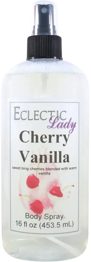 Eclectic Lady Cherry Vanilla Body Spray, 16 ounces, Body Mist for Women with Clean, Light & Gentle Fragrance, Cologne with Soft, Subtle Aroma For Daily Use