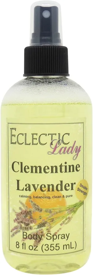 Eclectic Lady Clementine Lavender Body Spray, Double Strength, 8 ounces, Body Mist for Women with Clean, Light & Gentle Fragrance, Cologne with Soft, Subtle Aroma For Daily Use
