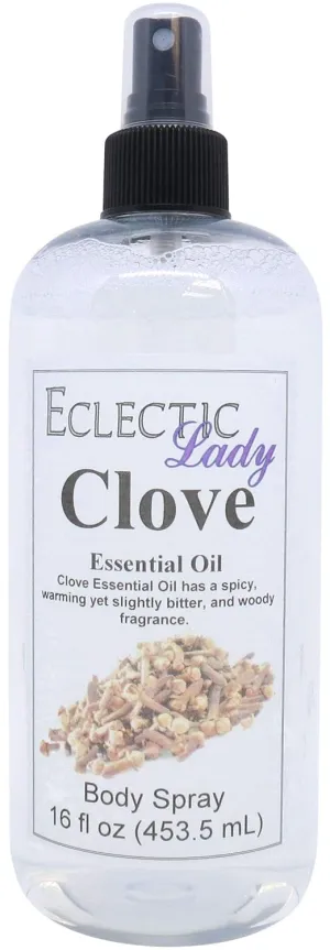 Eclectic Lady Clove Body Spray, 16 ounces, Body Mist for Women with Clean, Light & Gentle Fragrance, Cologne with Soft, Subtle Aroma For Daily Use