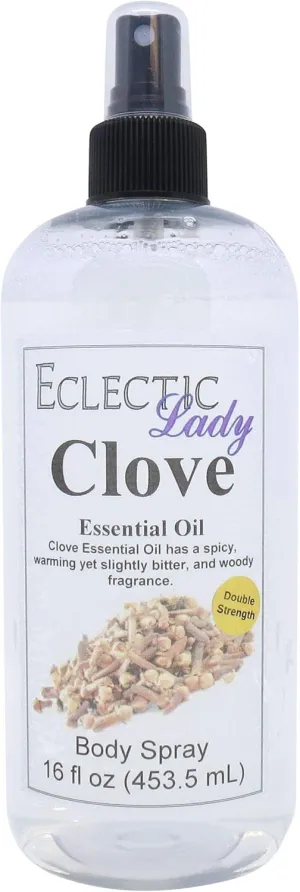 Eclectic Lady Clove Body Spray, Double Strength, 16 ounces, Body Mist for Women with Clean, Light & Gentle Fragrance, Cologne with Soft, Subtle Aroma For Daily Use