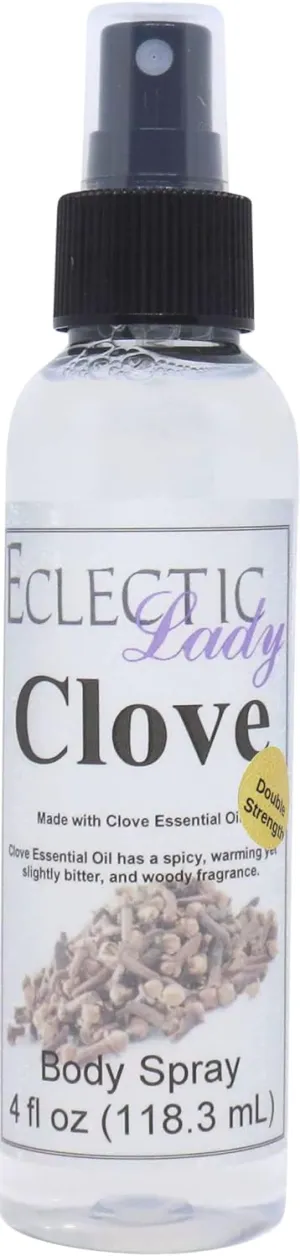 Eclectic Lady Clove Body Spray, Double Strength, 4 ounces, Body Mist for Women with Clean, Light & Gentle Fragrance, Cologne with Soft, Subtle Aroma For Daily Use