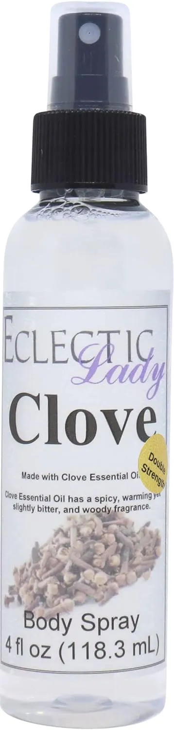 Eclectic Lady Clove Body Spray, Double Strength, 4 ounces, Body Mist for Women with Clean, Light & Gentle Fragrance, Cologne with Soft, Subtle Aroma For Daily Use