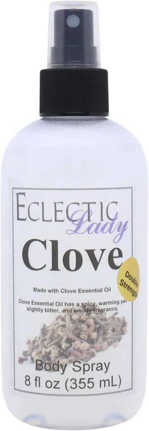 Eclectic Lady Clove Body Spray, Double Strength, 8 ounces, Body Mist for Women with Clean, Light & Gentle Fragrance, Cologne with Soft, Subtle Aroma For Daily Use
