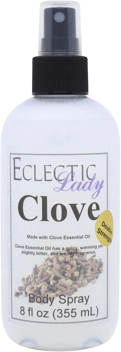 Eclectic Lady Clove Body Spray, Double Strength, 8 ounces, Body Mist for Women with Clean, Light & Gentle Fragrance, Cologne with Soft, Subtle Aroma For Daily Use
