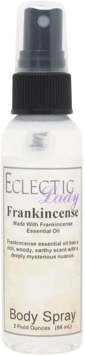 Eclectic Lady Frankincense Body Spray, Double Strength, 8 ounces, Body Mist for Women with Clean, Light & Gentle Fragrance, Cologne with Soft, Subtle Aroma For Daily Use