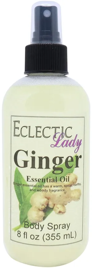 Eclectic Lady Ginger Body Spray, 8 ounces, Body Mist for Women with Clean, Light & Gentle Fragrance, Cologne with Soft, Subtle Aroma For Daily Use