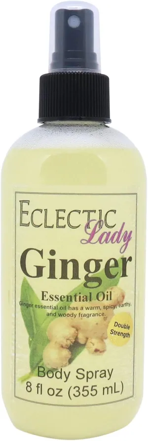 Eclectic Lady Ginger Body Spray, Double Strength, 8 ounces, Body Mist for Women with Clean, Light & Gentle Fragrance, Cologne with Soft, Subtle Aroma For Daily Use