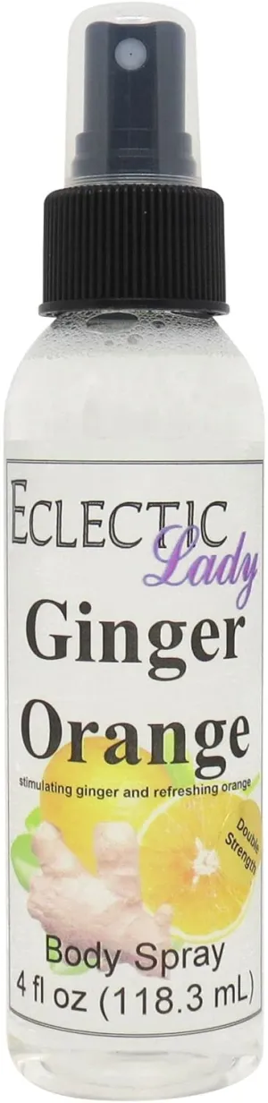 Eclectic Lady Ginger Orange Body Spray, Double Strength, 4 ounces, Body Mist for Women with Clean, Light & Gentle Fragrance, Cologne with Soft, Subtle Aroma For Daily Use