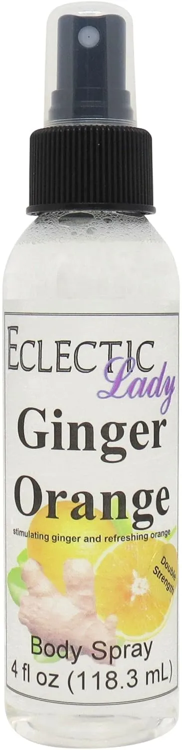 Eclectic Lady Ginger Orange Body Spray, Double Strength, 4 ounces, Body Mist for Women with Clean, Light & Gentle Fragrance, Cologne with Soft, Subtle Aroma For Daily Use
