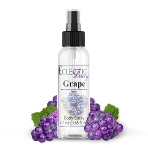 Eclectic Lady Grape Body Spray, Double Strength, 4 ounces, Body Mist for Women with Clean, Light & Gentle Fragrance, Cologne with Soft, Subtle Aroma For Daily Use