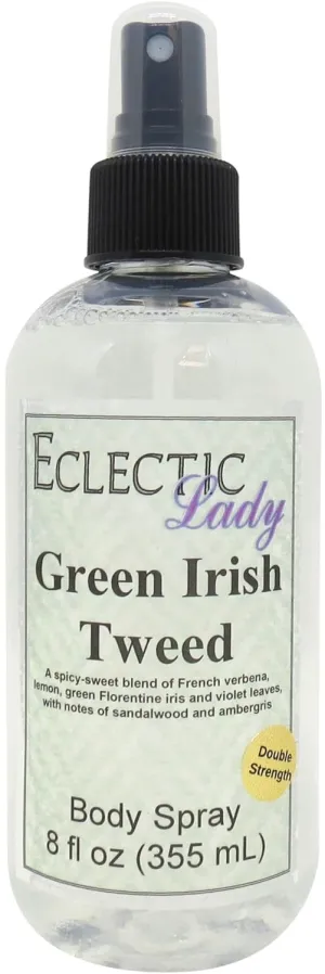 Eclectic Lady Green Irish Tweed Body Spray, Double Strength, 8 ounces, Body Mist for Women with Clean, Light & Gentle Fragrance, Cologne with Soft, Subtle Aroma For Daily Use