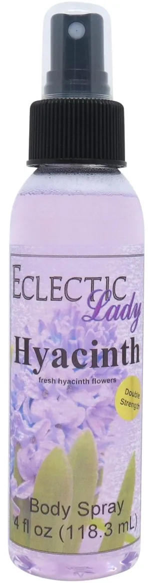 Eclectic Lady Hyacinth Body Spray, Double Strength, 4 ounces, Body Mist for Women with Clean, Light & Gentle Fragrance, Cologne with Soft, Subtle Aroma For Daily Use