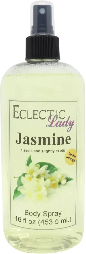 Eclectic Lady Jasmine Body Spray, Double Strength, 16 ounces, Body Mist for Women with Clean, Light & Gentle Fragrance, Cologne with Soft, Subtle Aroma For Daily Use