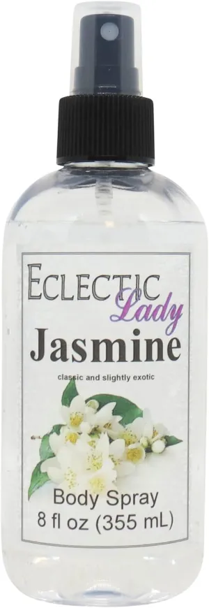 Eclectic Lady Jasmine Body Spray, Double Strength, 8 ounces, Body Mist for Women with Clean, Light & Gentle Fragrance, Cologne with Soft, Subtle Aroma For Daily Use