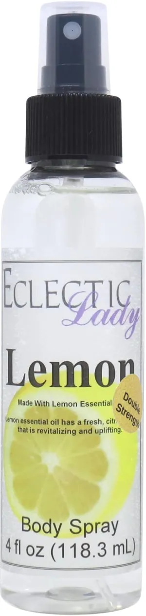 Eclectic Lady Lemon Body Spray, Double Strength, 4 ounces, Body Mist for Women with Clean, Light & Gentle Fragrance, Cologne with Soft, Subtle Aroma For Daily Use