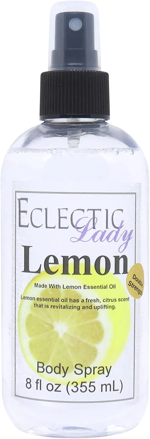 Eclectic Lady Lemon Body Spray, Double Strength, 8 ounces, Body Mist for Women with Clean, Light & Gentle Fragrance, Cologne with Soft, Subtle Aroma For Daily Use