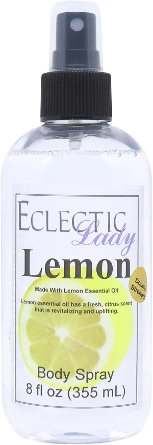 Eclectic Lady Lemon Body Spray, Double Strength, 8 ounces, Body Mist for Women with Clean, Light & Gentle Fragrance, Cologne with Soft, Subtle Aroma For Daily Use
