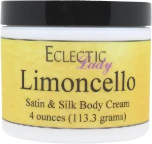 Eclectic Lady Limoncello Satin and Silk Cream, Body Cream, Body Lotion, 2 oz - Shea Butter, Aloe, Silk Amino Acids, Vitamin E, Phthalate-Free, Handcrafted in USA - Perfect For Women