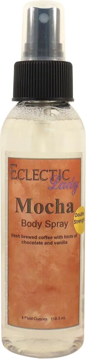 Eclectic Lady Mocha Body Spray, Double Strength, 4 ounces, Body Mist for Women with Clean, Light & Gentle Fragrance, Cologne with Soft, Subtle Aroma For Daily Use