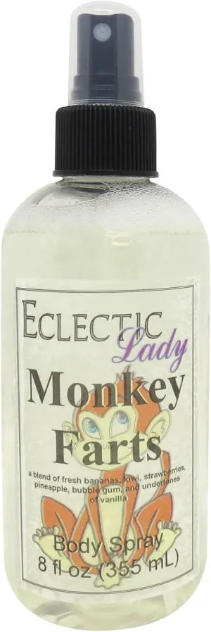 Eclectic Lady Monkey Farts Body Spray, 8 ounces, Body Mist for Women with Clean, Light & Gentle Fragrance, Cologne with Soft, Subtle Aroma For Daily Use
