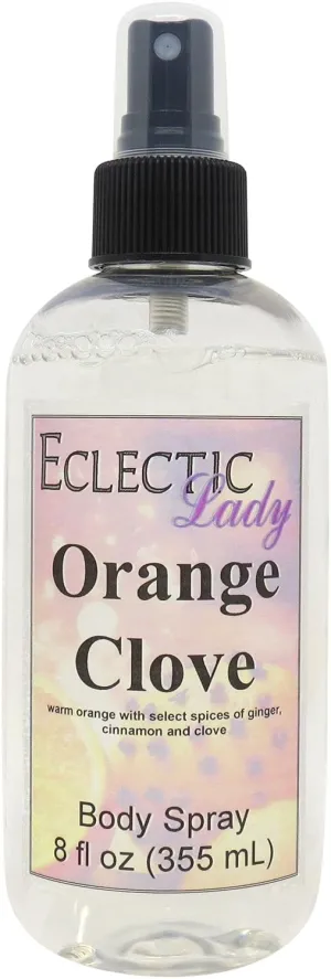 Eclectic Lady Orange Clove Body Spray, Double Strength, 8 ounces, Body Mist for Women with Clean, Light & Gentle Fragrance, Cologne with Soft, Subtle Aroma For Daily Use