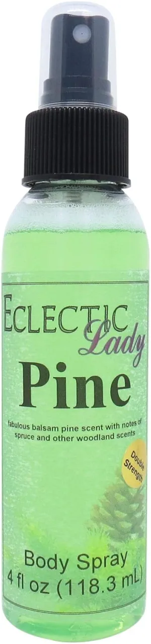 Eclectic Lady Pine Body Spray, Double Strength, 4 ounces, Body Mist for Women with Clean, Light & Gentle Fragrance, Cologne with Soft, Subtle Aroma For Daily Use