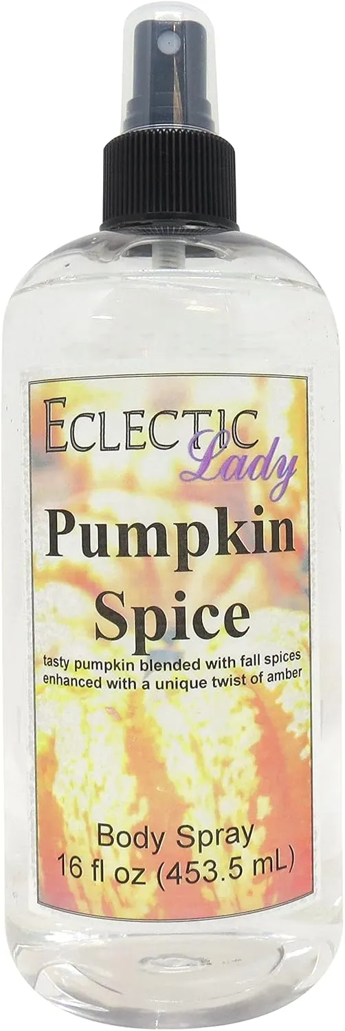 Eclectic Lady Pumpkin Spice Body Spray, 16 ounces, Body Mist for Women with Clean, Light & Gentle Fragrance, Cologne with Soft, Subtle Aroma For Daily Use